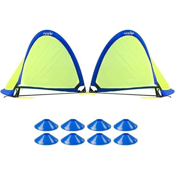 Pop up Soccer Net Soccer Goal for Kid Set of 2 Portable 210D Oxford w/ 8 Marker - Picture 1 of 6